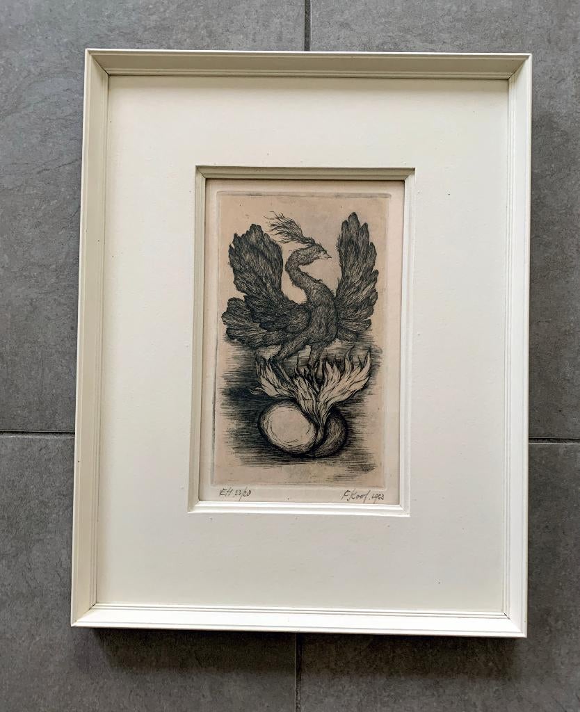 Genummerd monochrome ets litho Fred Koot 1953, Antiek en Kunst, Ophalen of Verzenden