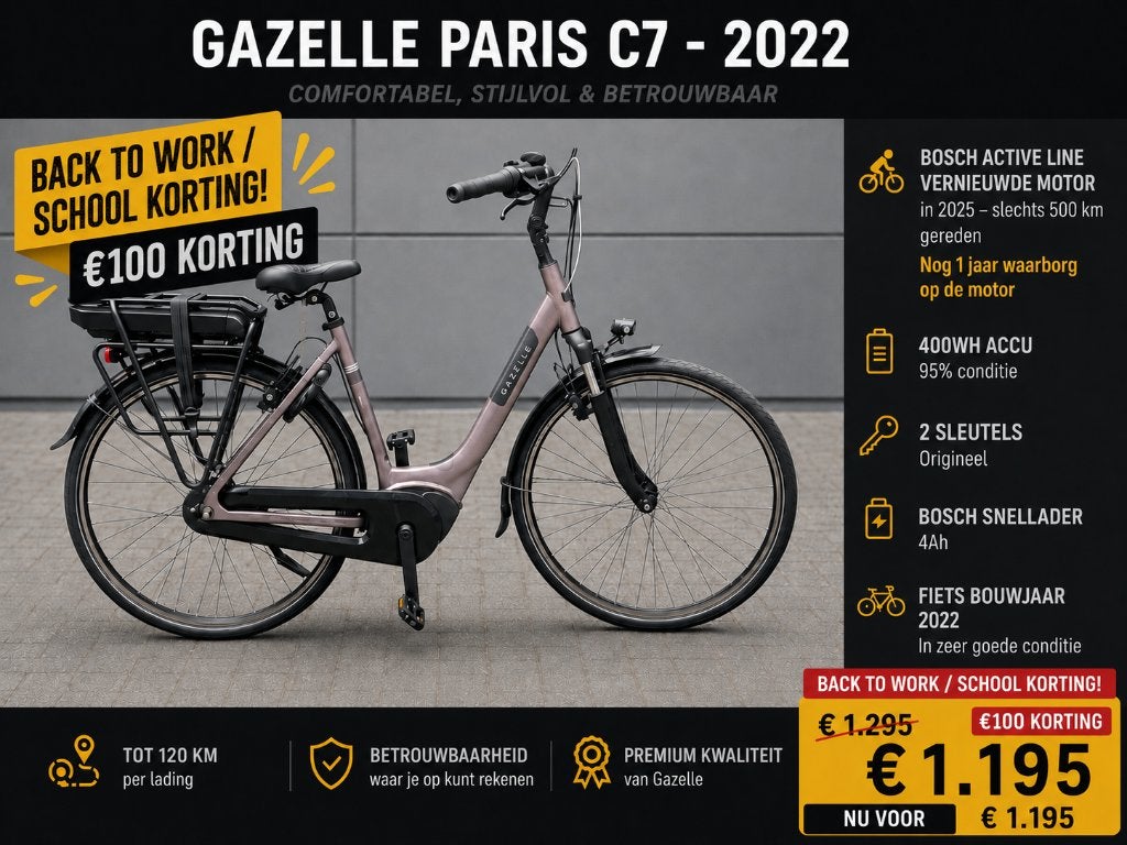 Gazelle Paris C7 – Bouwjaar 2022 maat 53 Bosch middenmotor, Fietsen en Brommers, Elektrische fietsen, Ophalen, Zo goed als nieuw