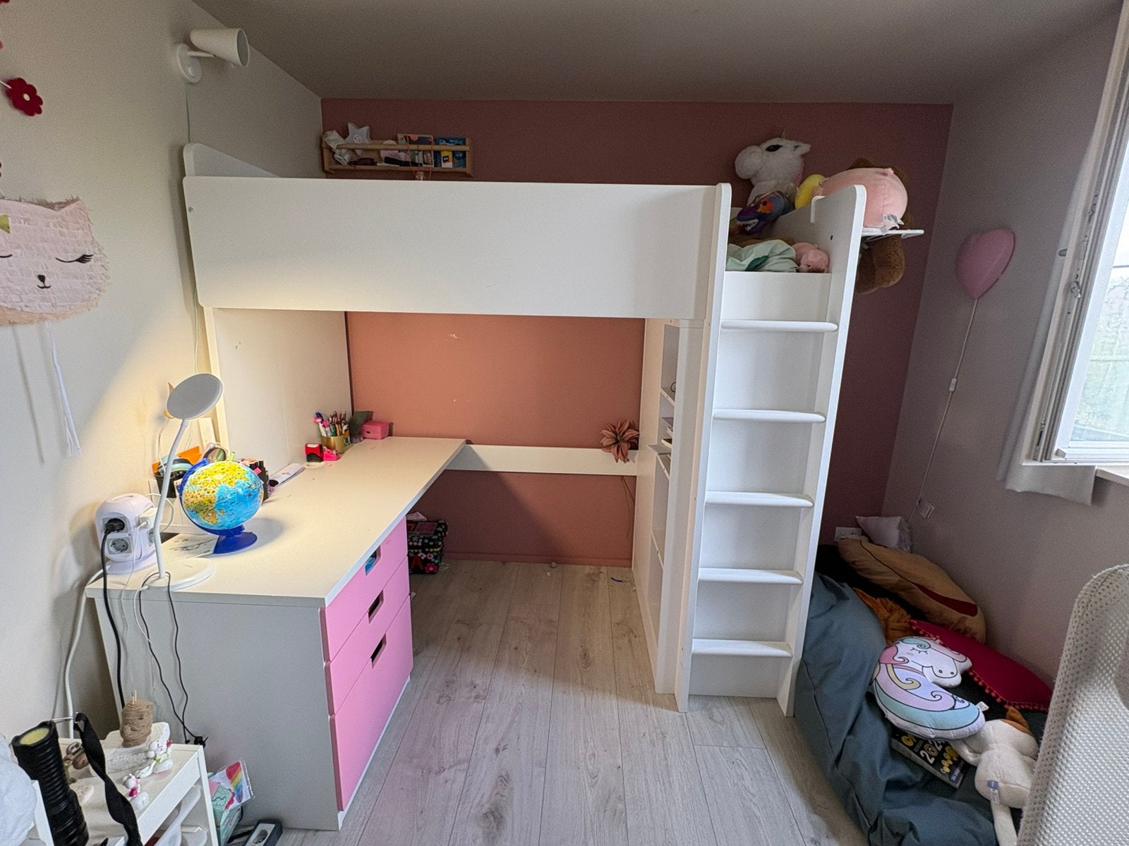 Lit superposé et bureau - Ikea - Smasstad rose (2017), Enlèvement, Comme neuf, Lits superposés