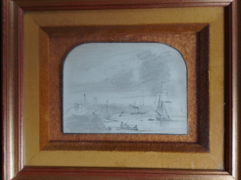 t a Johannes H B Koekkoek  Tekening  Riviergezicht, Antiek en Kunst, Kunst | Tekeningen en Fotografie, Verzenden