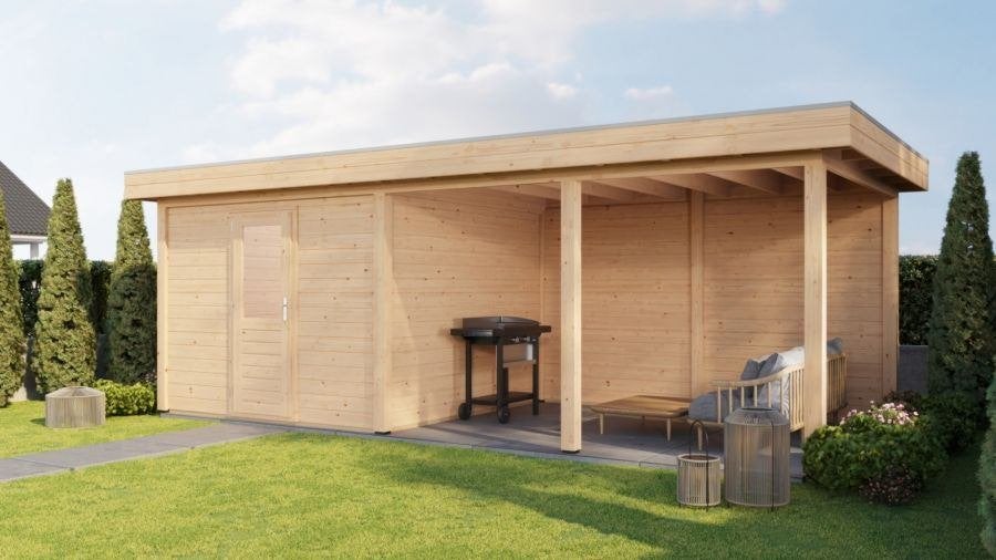 Tuinhuis met Overkapping Lelystad 300x300cm + 400cm, Verzenden, Nieuw