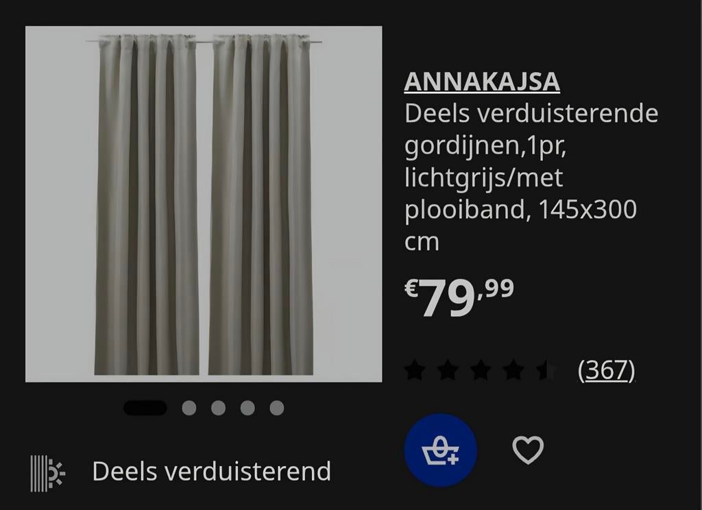 Rideaux ikea ANNAKAJSA, Maison & Meubles, Ameublement | Rideaux & Stores à lamelles, Enlèvement, Gris