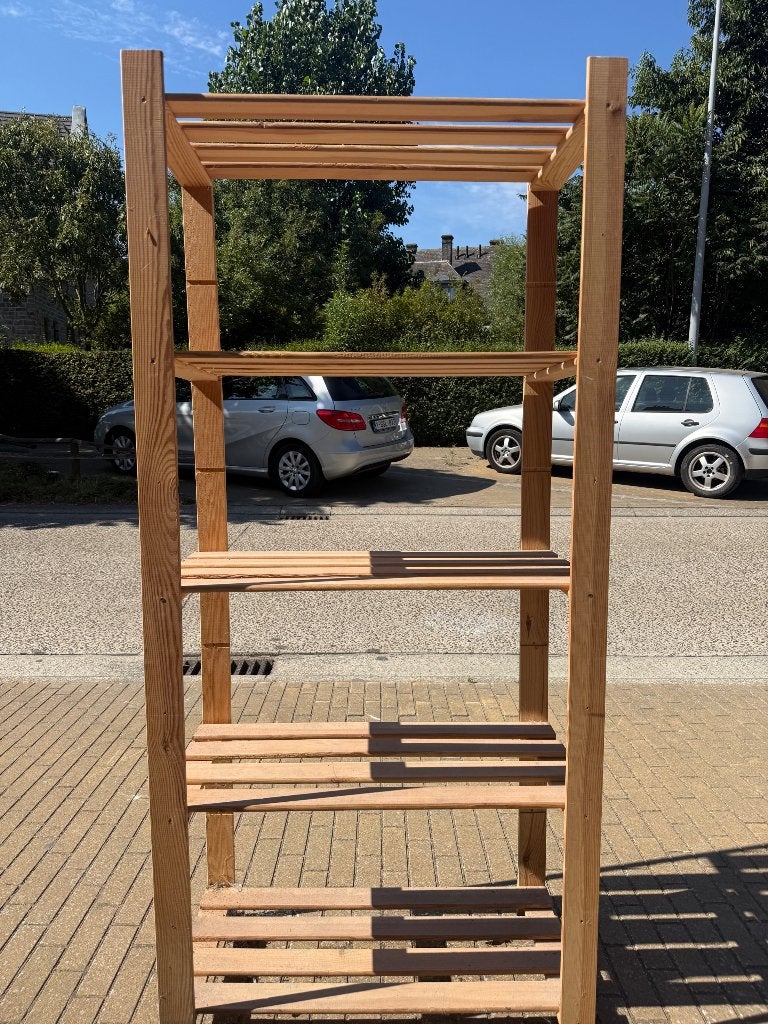 Houten rek met 5 schappen, Huis en Inrichting, Ophalen, Gebruikt