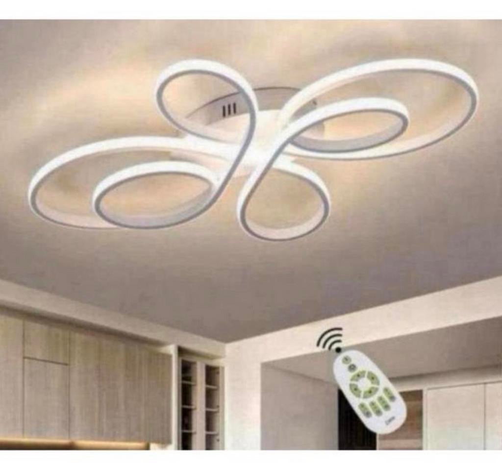 Grand plafonnier LED blanc 80cm dimmable + télécommande, Enlèvement ou Envoi, Neuf, Métal, Design