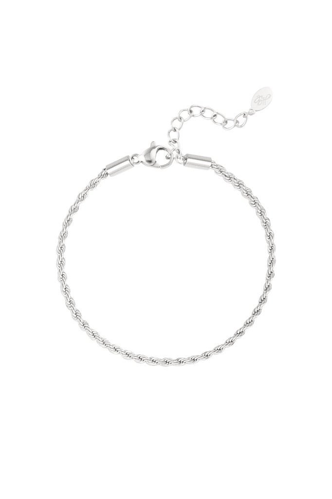 Armband jasseron gedraaid smal - zilver-2.0MM, Ophalen of Verzenden, Nieuw, Grijs, Zilver