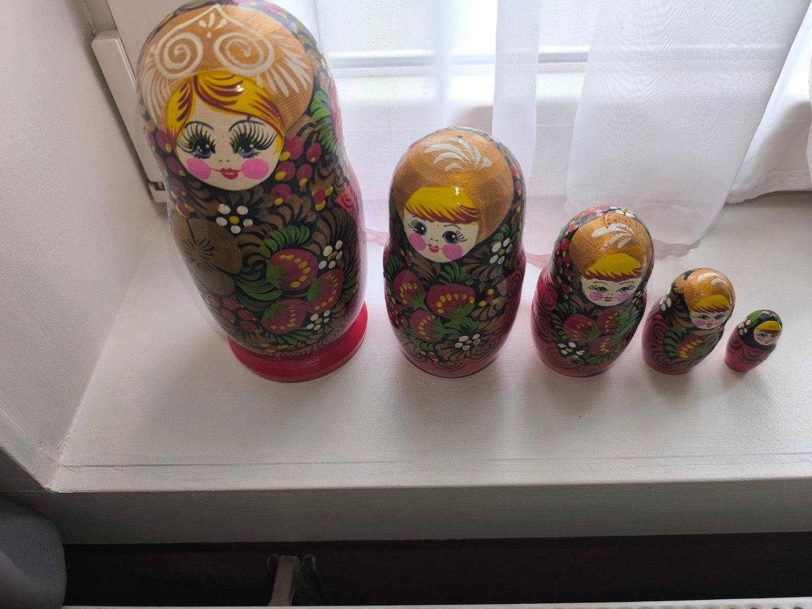 Magnifique ensemble de matriochka peint à la main de 5 pièce, Collections, Enlèvement ou Envoi