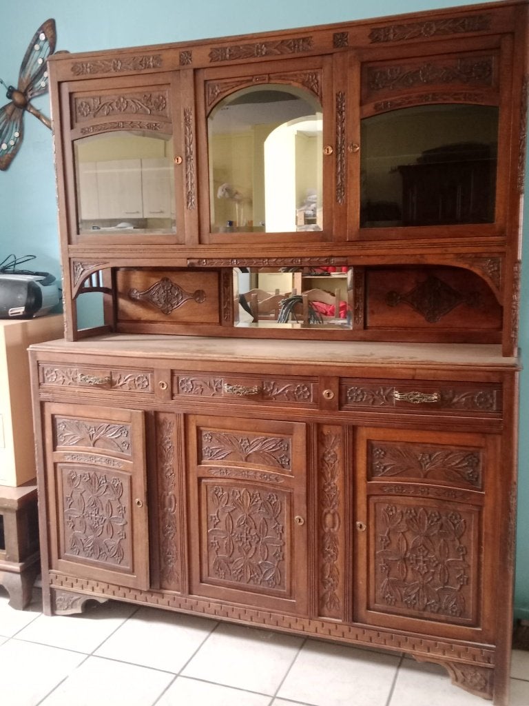 Buffet ancien en 2 pieces H192x L162x deep  43. 350 €, Maison & Meubles, Armoires | Buffets, Antiek, Avec tiroir(s), 25 à 50 cm