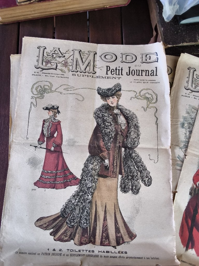 Lot antieke modeprenten La Mode Illustrée (1869-1910) -, Enlèvement ou Envoi, Utilisé, Magazine féminins