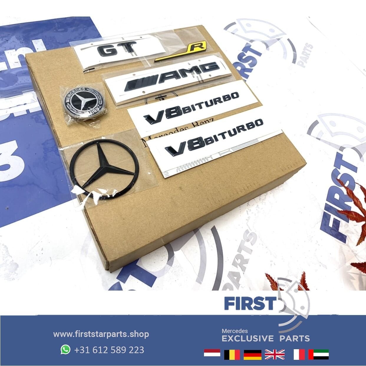 BLACK W190 GT AMG LOGO SET ZWART GTC GTS GTR EMBLEMEN V8 GT, Utilisé, -, -, Enlèvement ou Envoi