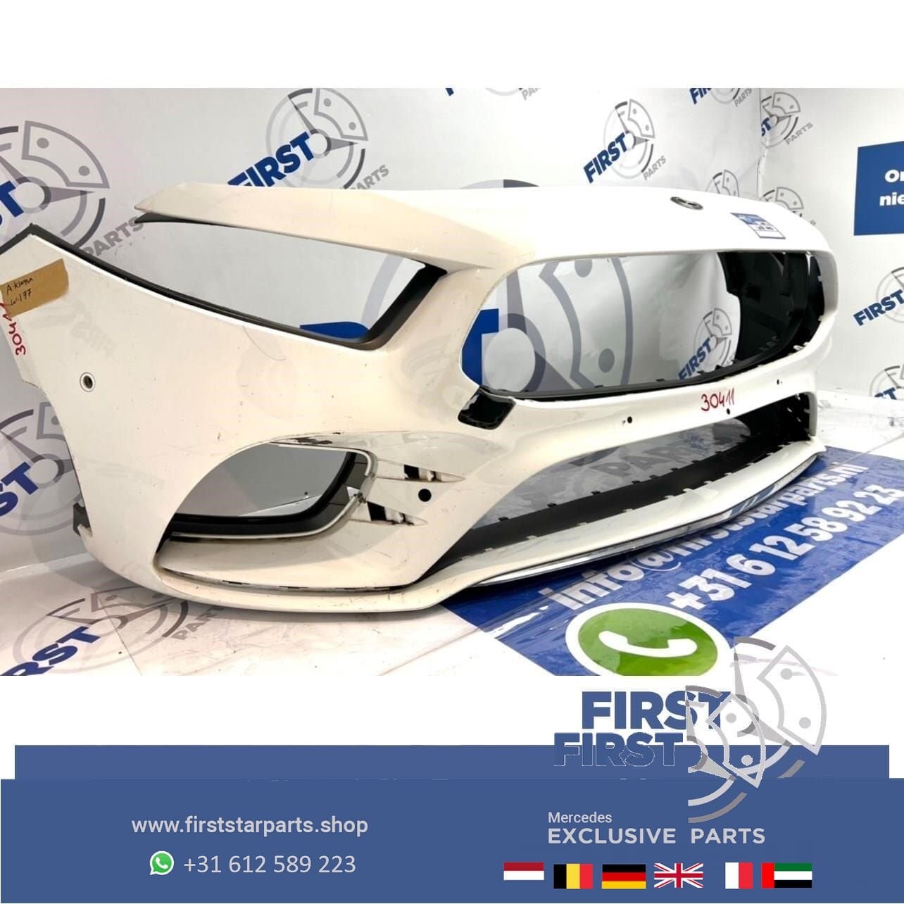 W177 A35 AMG Voorbumper Mercedes A Klasse wit 2019-2022, Gebruikt, -, Voor, Ophalen of Verzenden