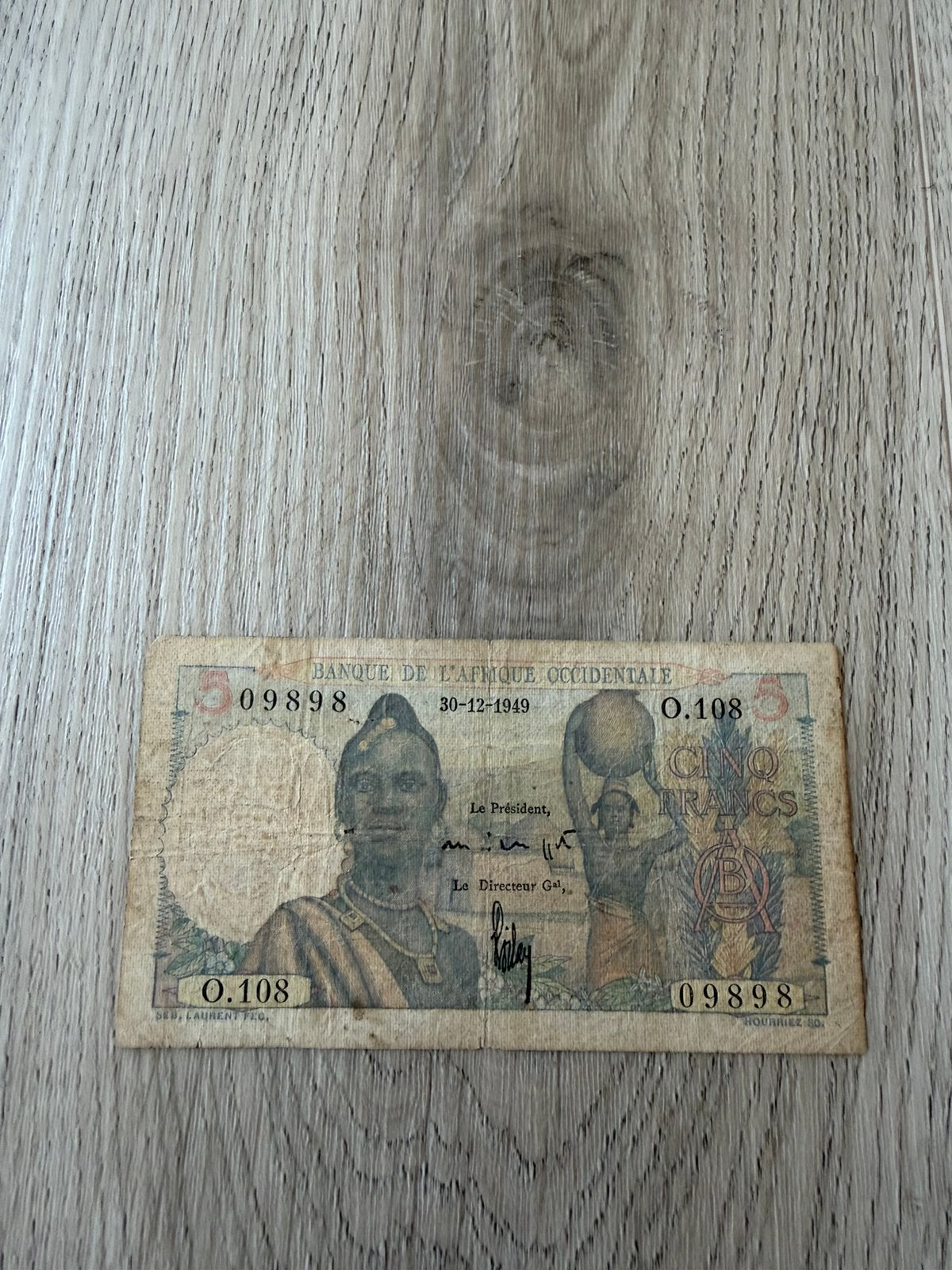 5 francs Africa 1949!!, Postzegels en Munten, Bankbiljetten | Afrika, Ophalen of Verzenden