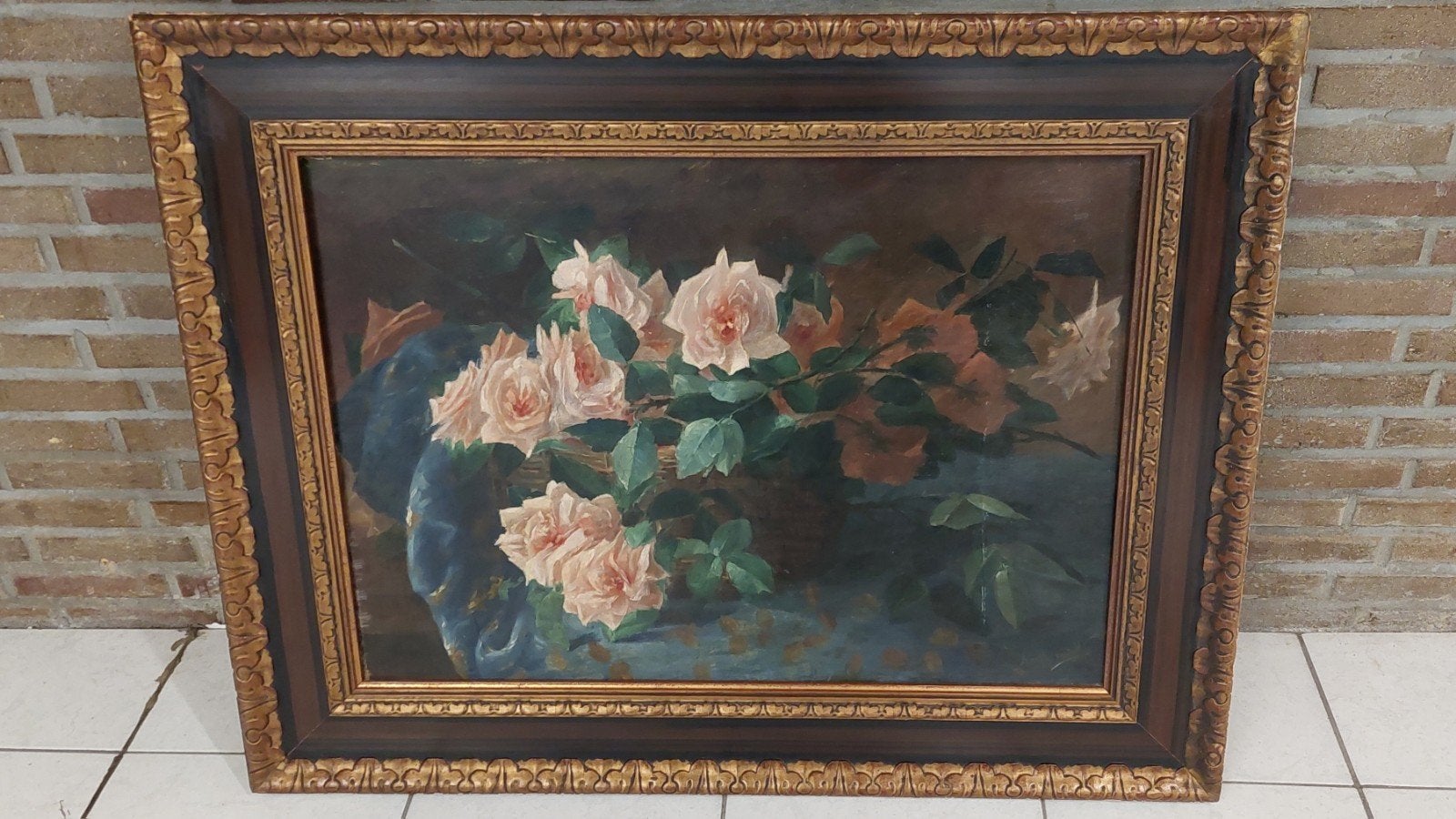 Olieverf op doek, stilleven met rozen, Ophalen, Doek, Stilleven, Olieverf