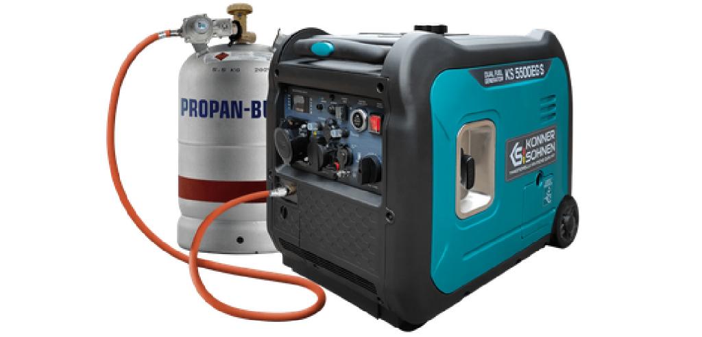 Groupe électrogène Hybride essence-gaz 5.5 kW GARANTIE 07/28, 5 à 10 kVA, Démarrage électrique, Comme neuf, Enlèvement