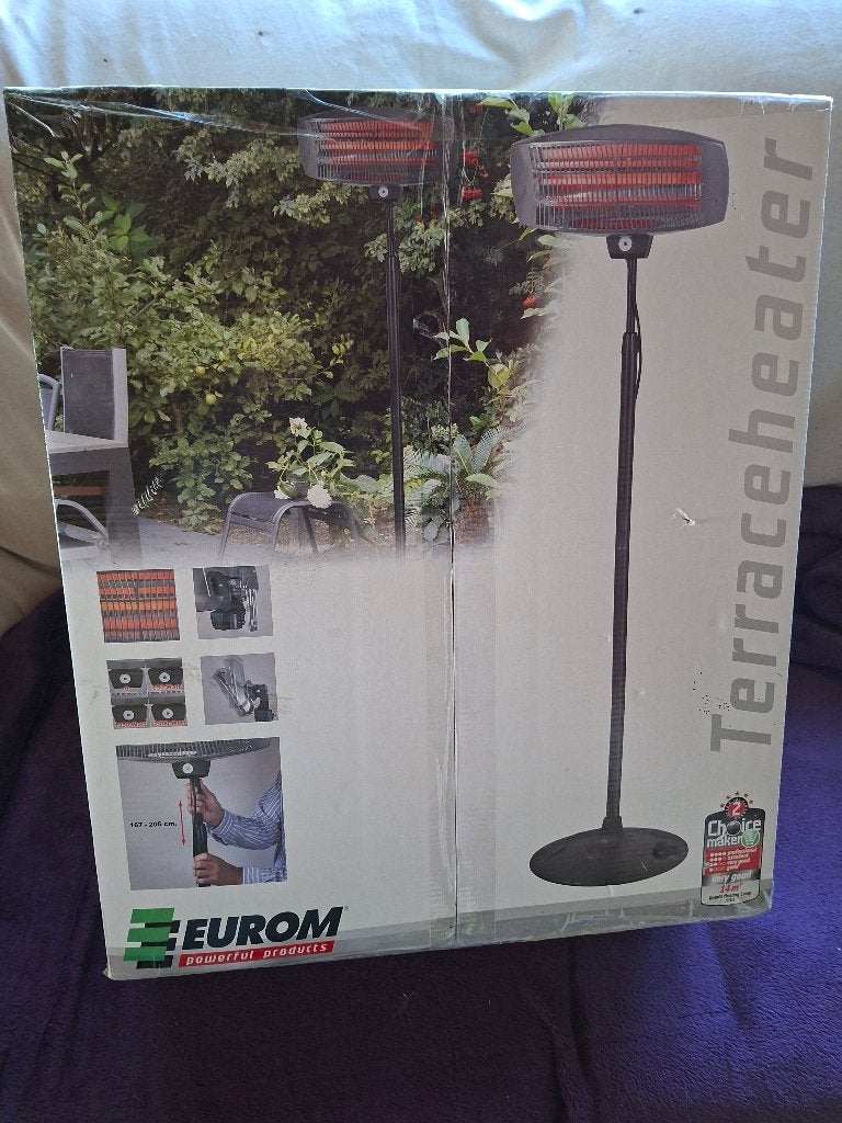 Radiateur de terrasse Eurom comme neuf dans sa boîte, Électrique, Sol, Comme neuf, Enlèvement