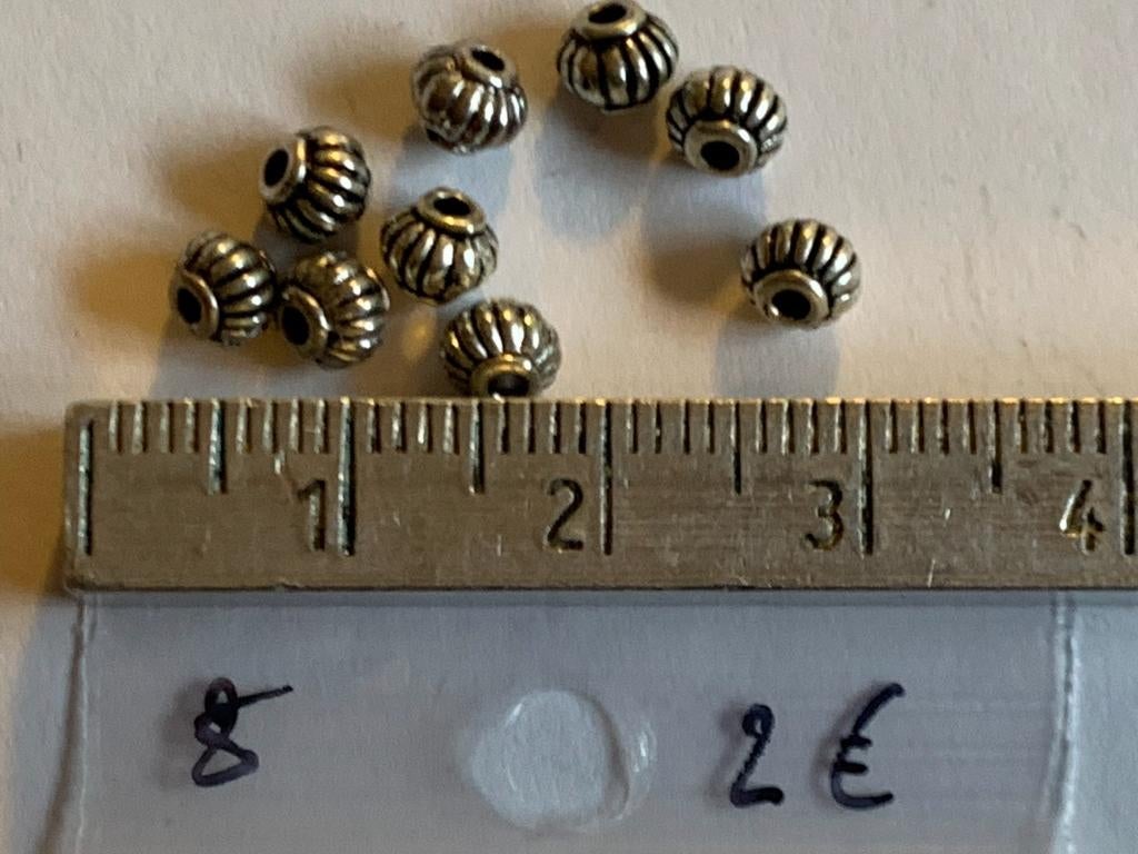 8 metalen kralen, Enlèvement ou Envoi, Neuf, Perle