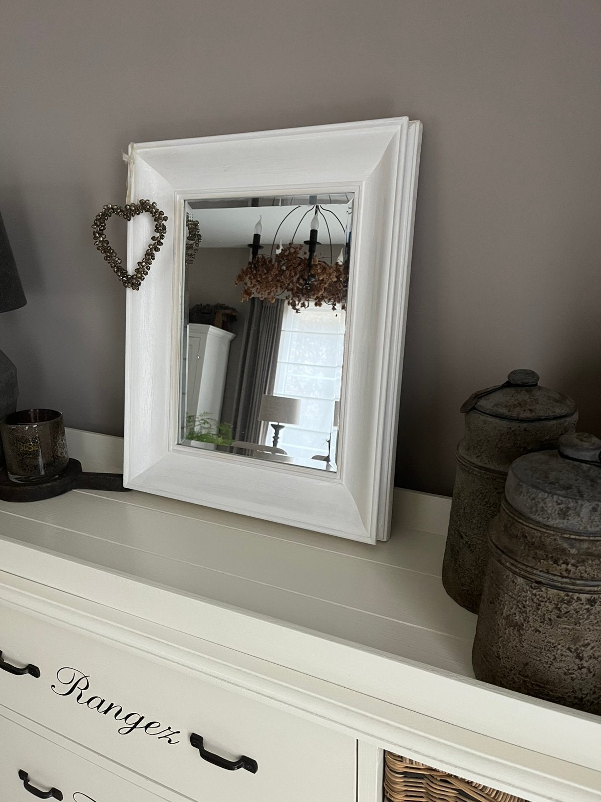 Schitterende spiegel in brocante stijl, Huis en Inrichting, Ophalen, Zo goed als nieuw