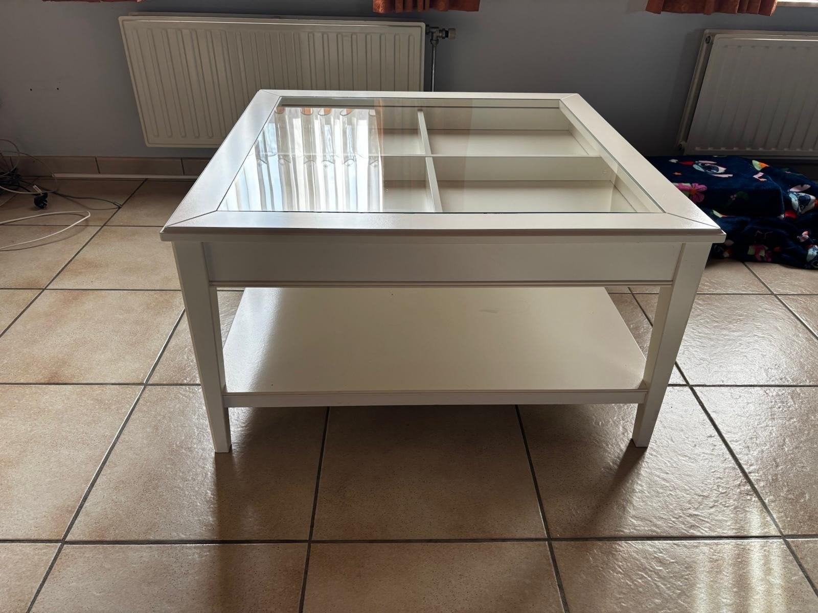 Salontafel met glasplaat, Maison & Meubles, Enlèvement, Utilisé, Carré, Autres essences de bois