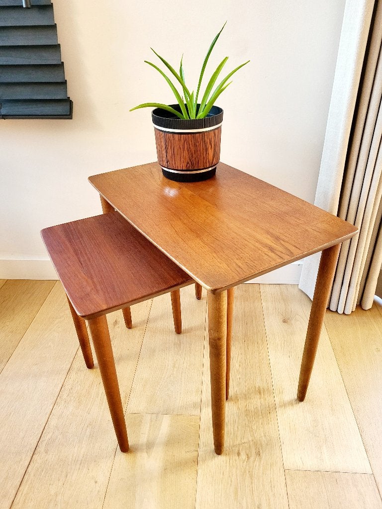 Set bijzettafels Scandinavische stijl, hout, jaren 70, Antiek en Kunst, Ophalen