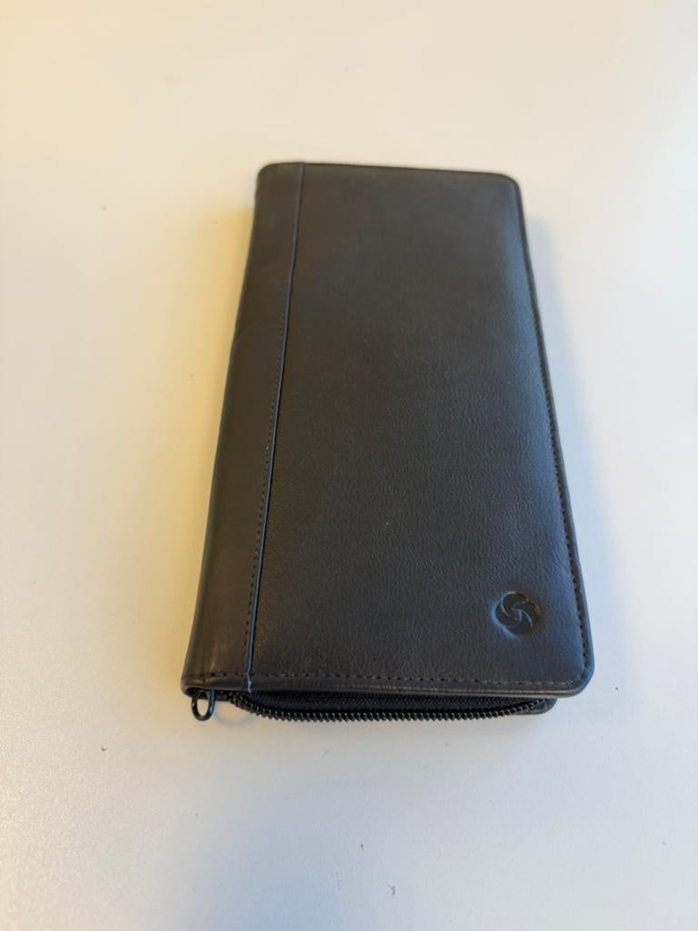 Samsonite Lederen Reisportemonnee Met Rits Zwart echt leer, Handtassen en Accessoires, Portemonnees, Overige merken, Zwart, Nieuw