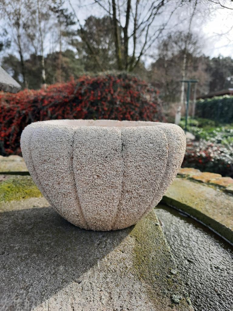 Decoratief bloempotje in Franse steen, Tuin en Terras, Ophalen, Steen, Gebruikt, Rond