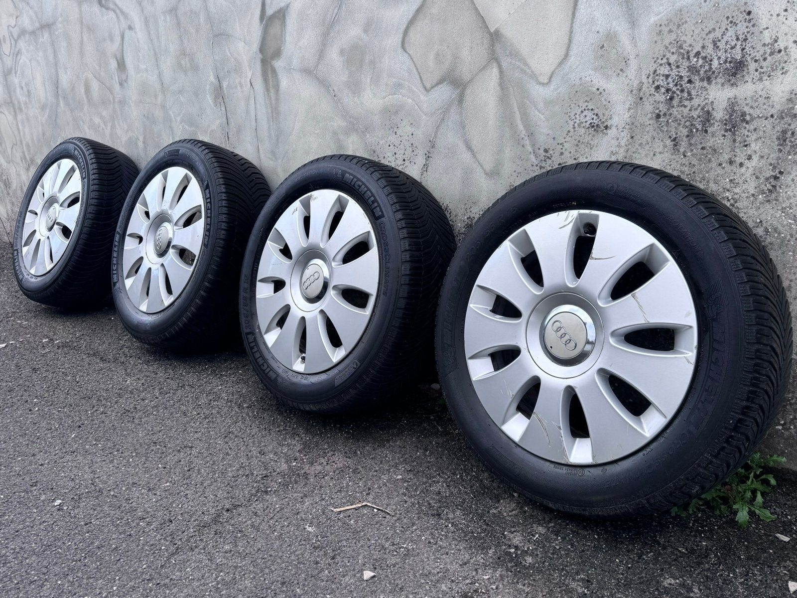 205/55 R16 Michelin banden met audi velgen, Ophalen, Band(en)