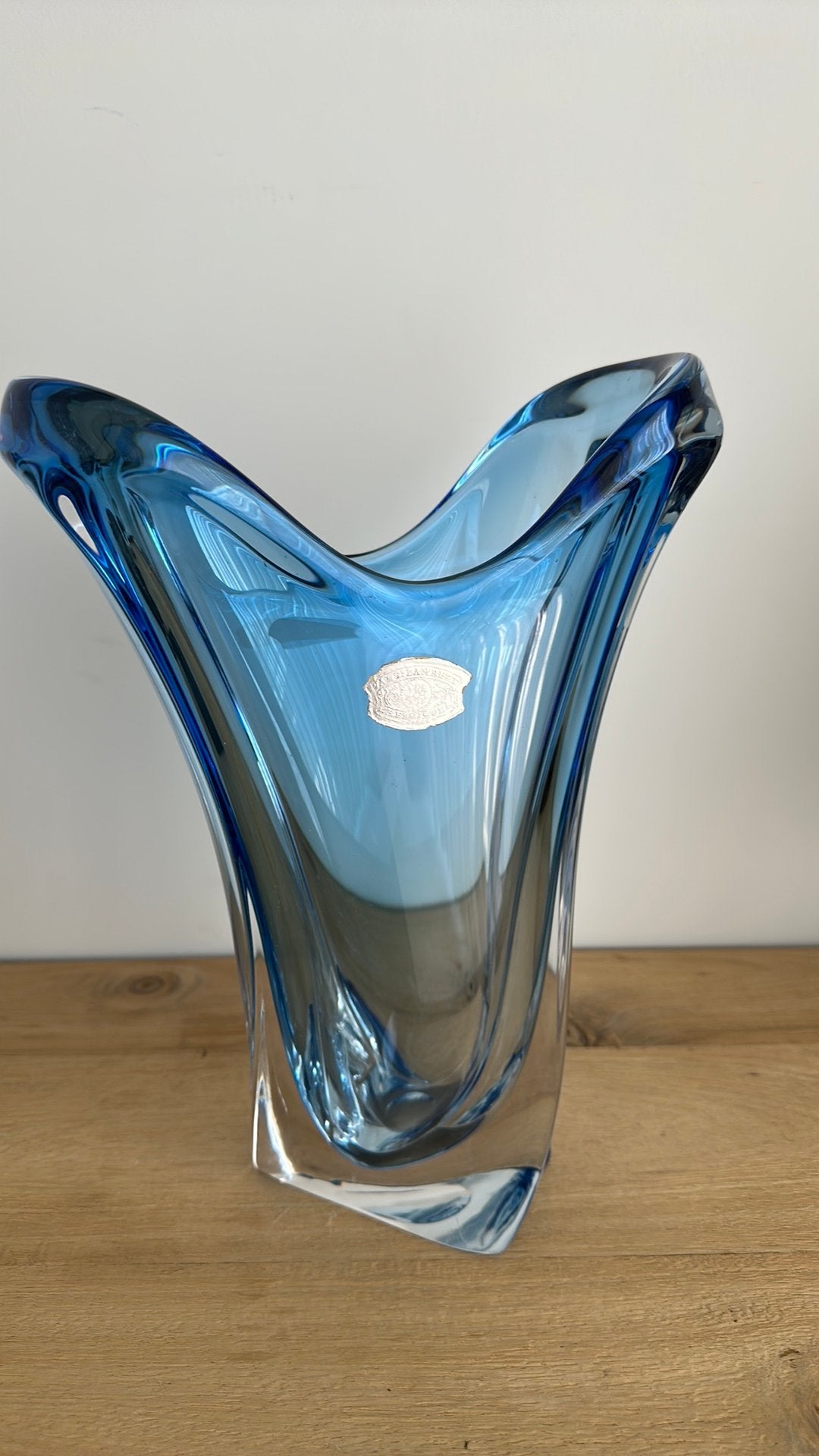 Val Saint Lambert, ancien vase des années 50, Fait main, 32 cm, Comme neuf, Enlèvement