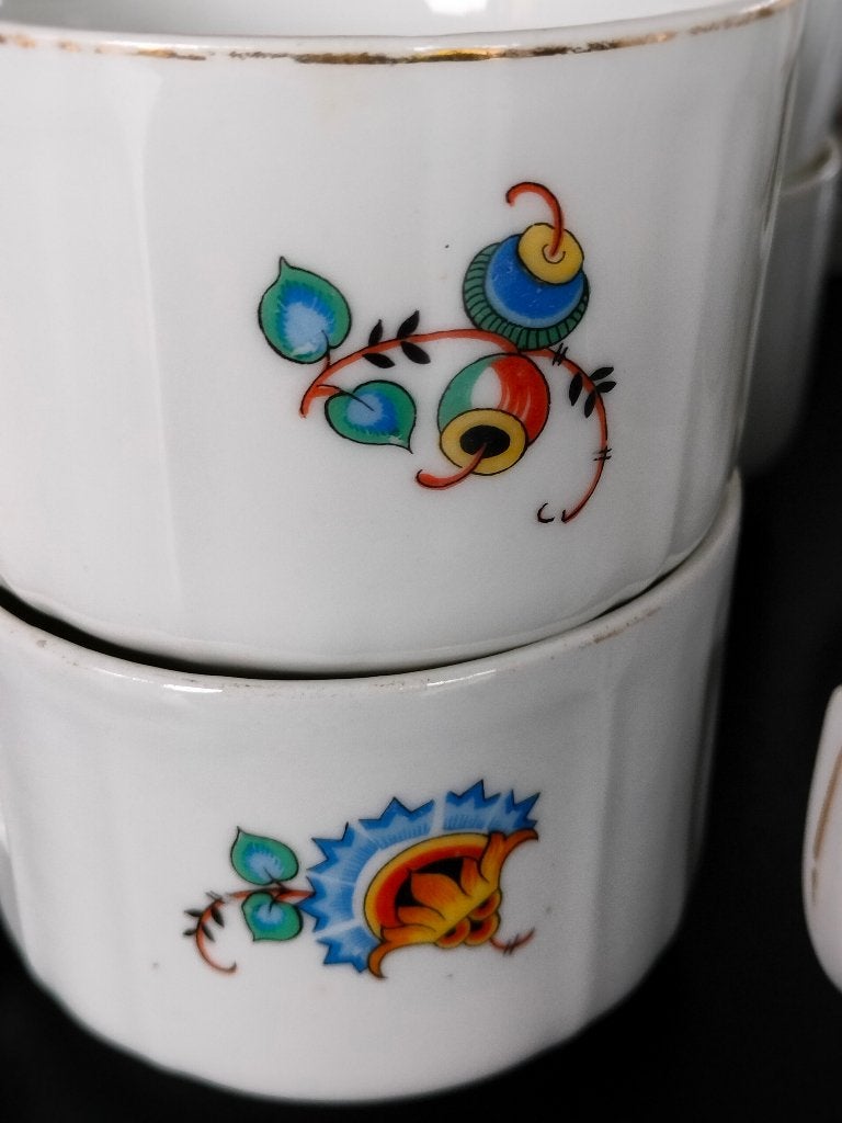 vaisselle vintage moka - motifs floraux stylisés, Antiquités & Art, Enlèvement ou Envoi