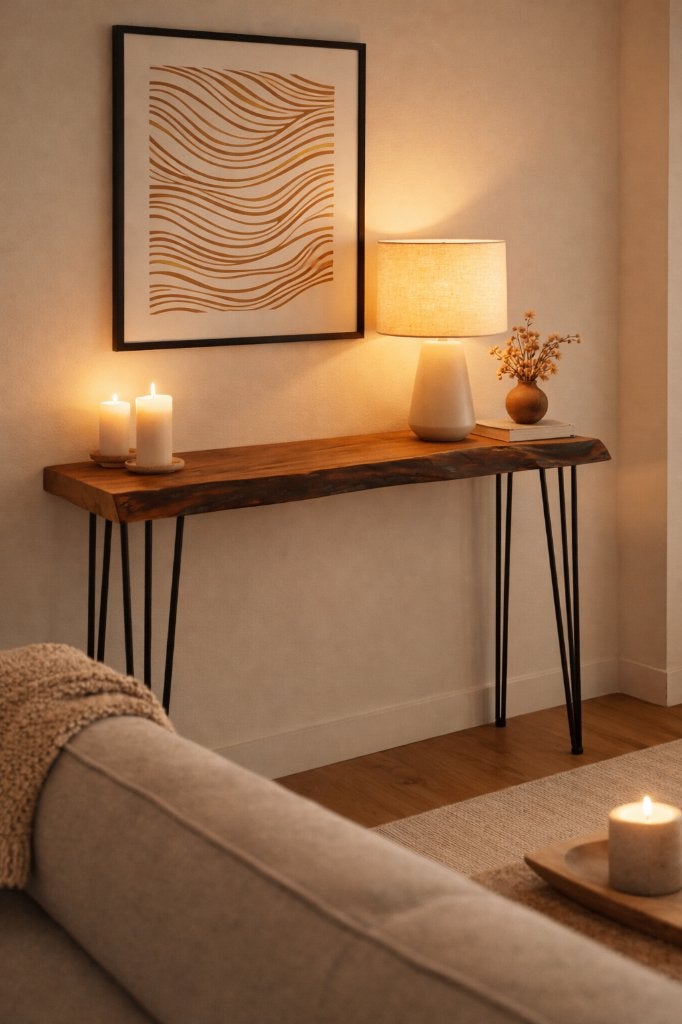 Live edge console van massief walnoot, Ophalen of Verzenden, Nieuw