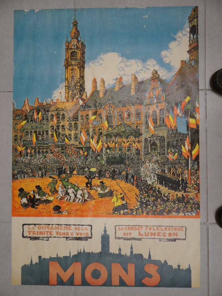 2 affiches anciennes "MONS - DOUDOU", Collections, Enlèvement ou Envoi