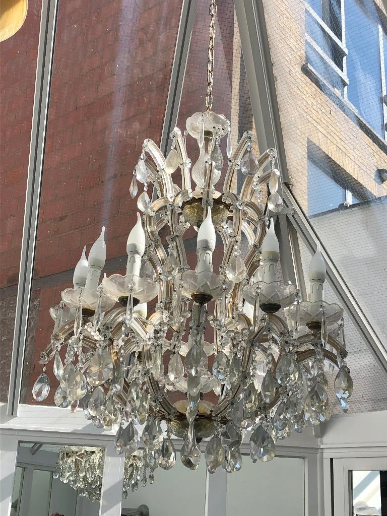 Grand lustre Marie-Thérèse en cristal de Bohême 13 lumières, Antiquités & Art, Enlèvement