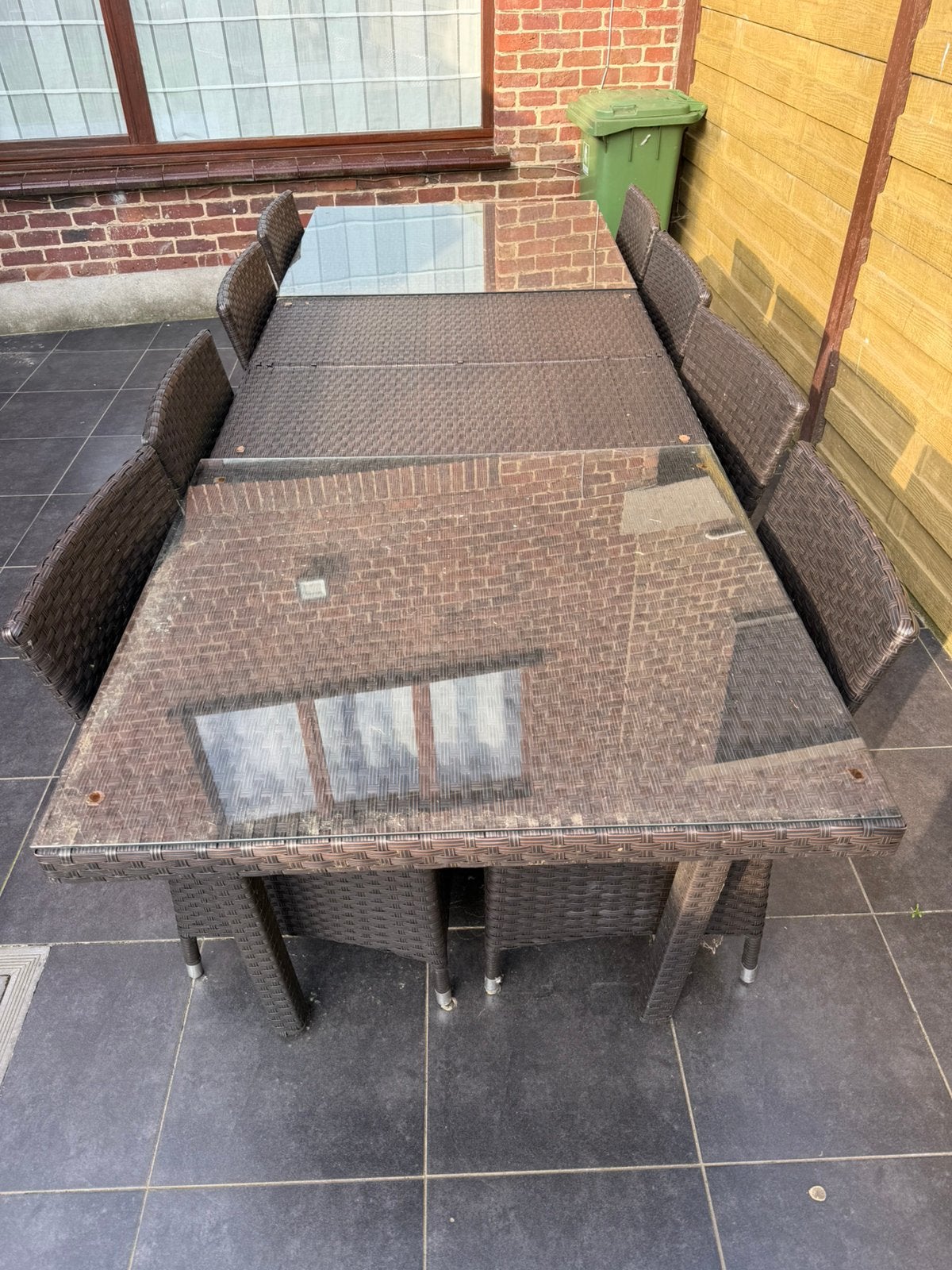 Tuintafel + 8 stoelen, Tuin en Terras, Ophalen, Zo goed als nieuw