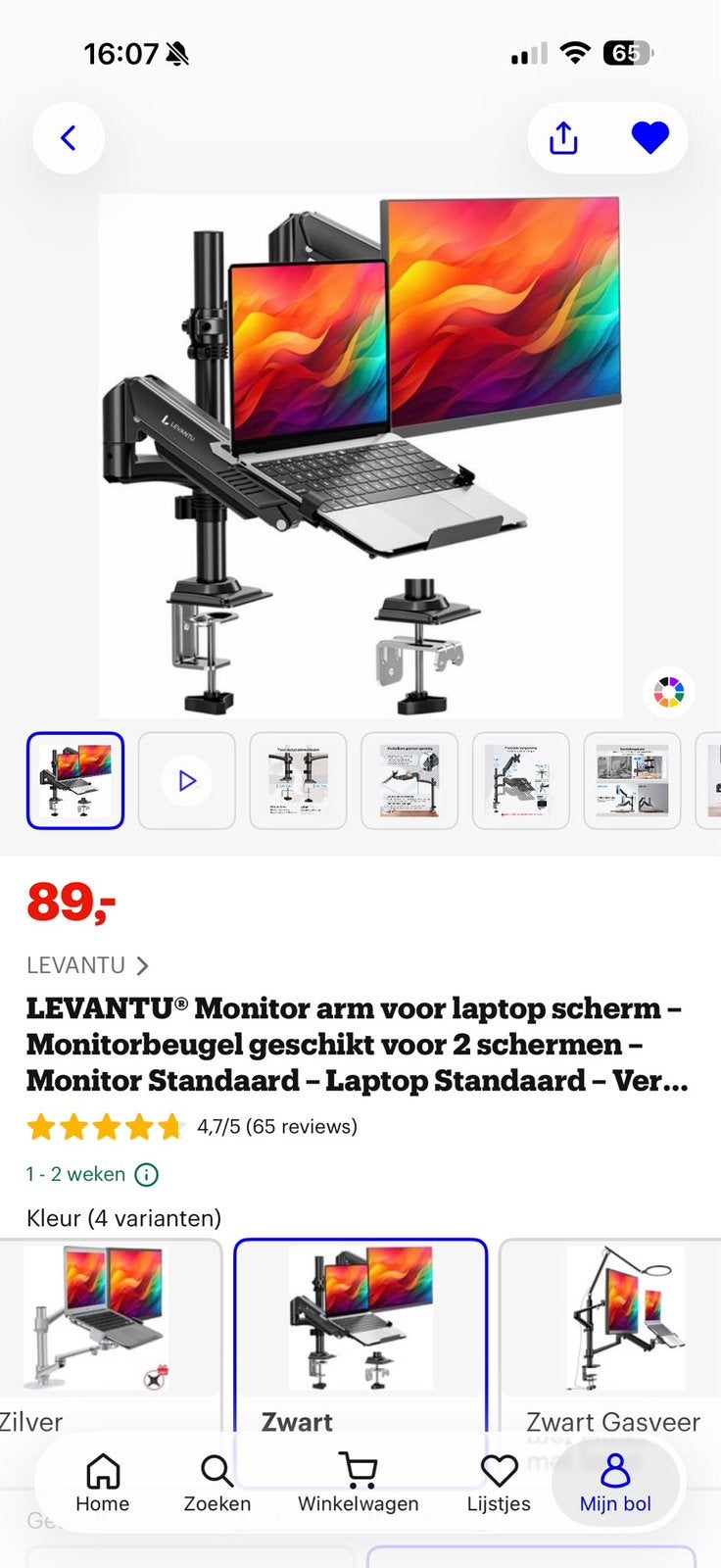 Monitor arm + laptopstand, Computers en Software, Ophalen, Zo goed als nieuw