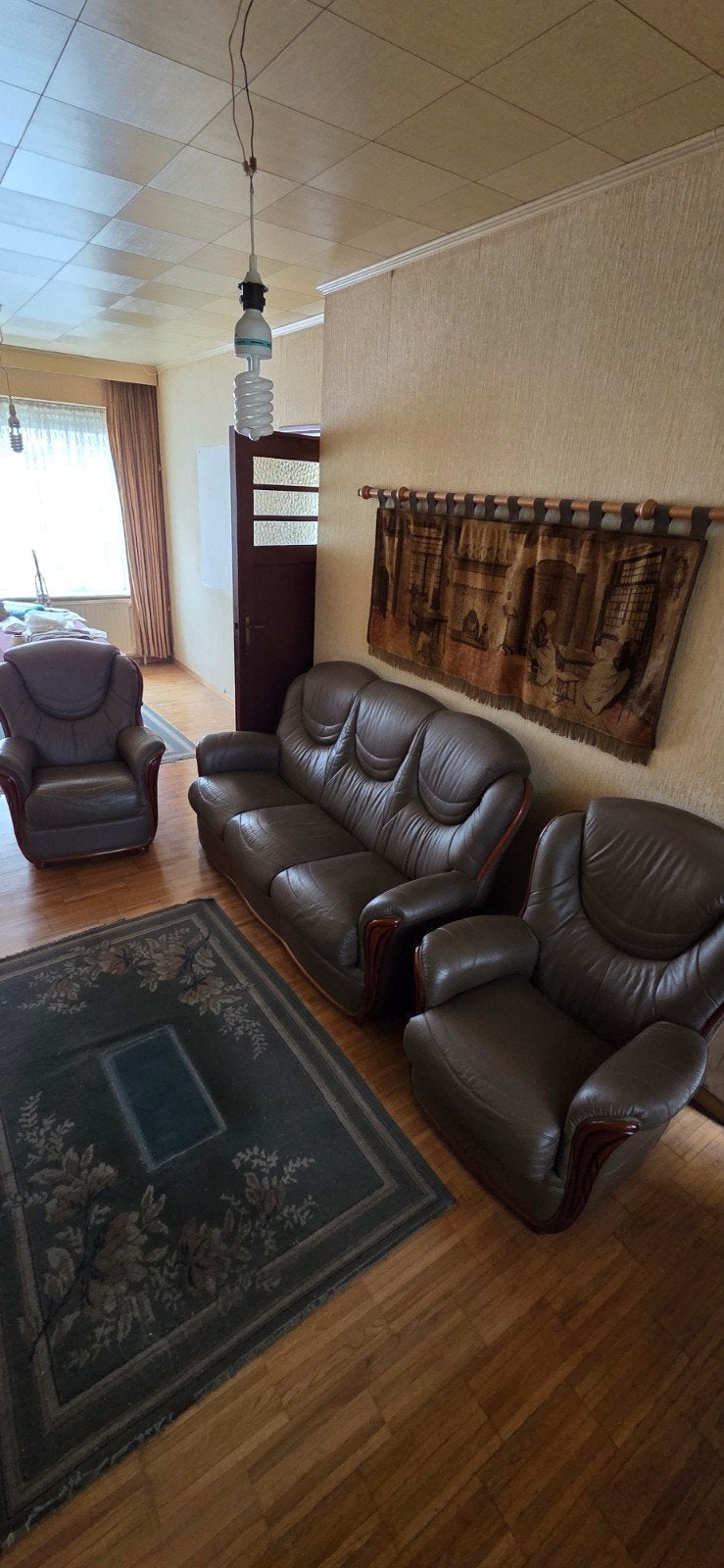 salon cuir, Maison & Meubles, Enlèvement, Bois