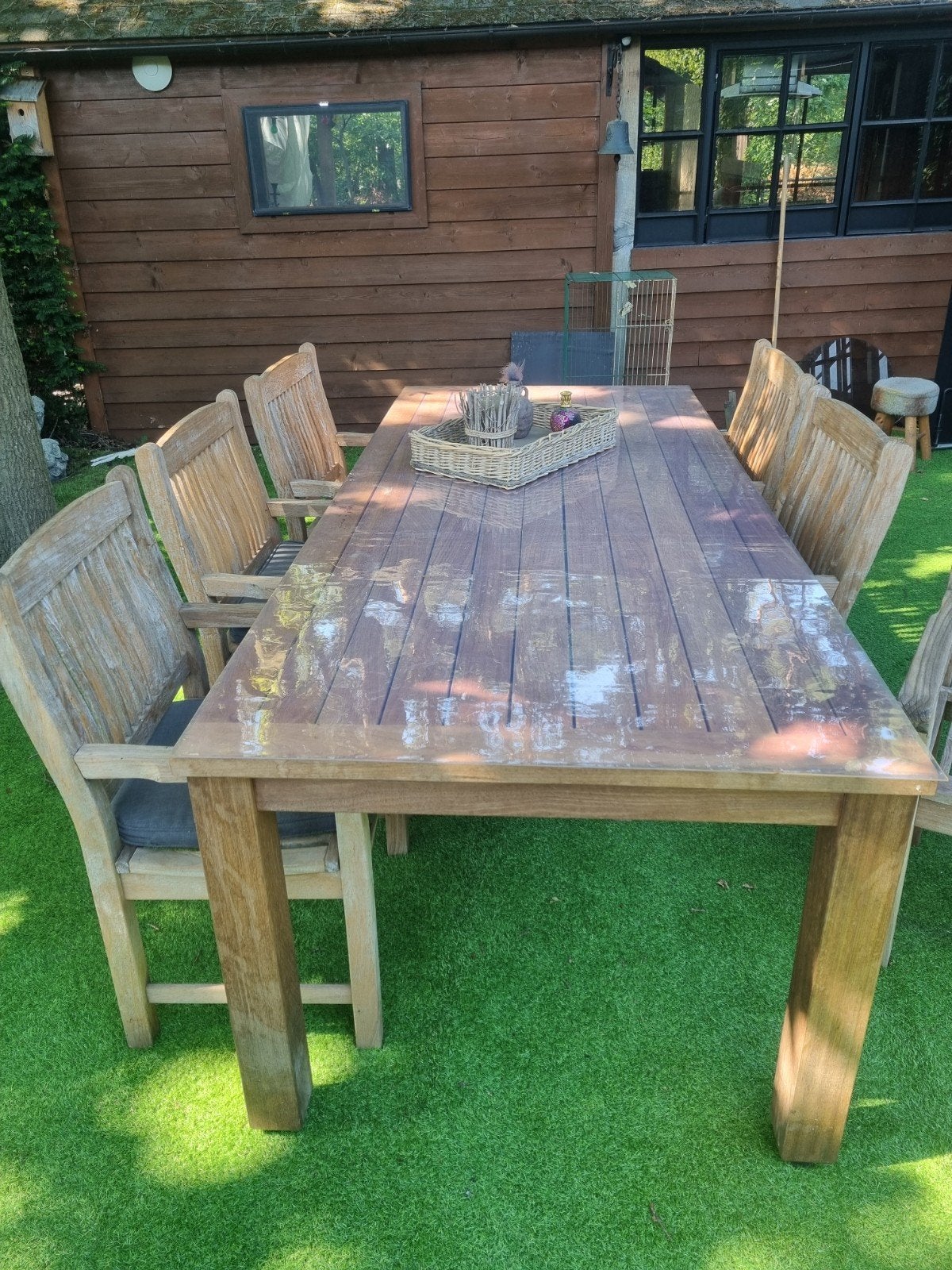 Table et chaises en teck épais, Jardin & Terrasse, Ensembles de jardin, Enlèvement