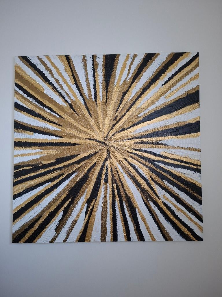 Modern schilderij met goud x zwart/wit van David Kuppens, Ophalen