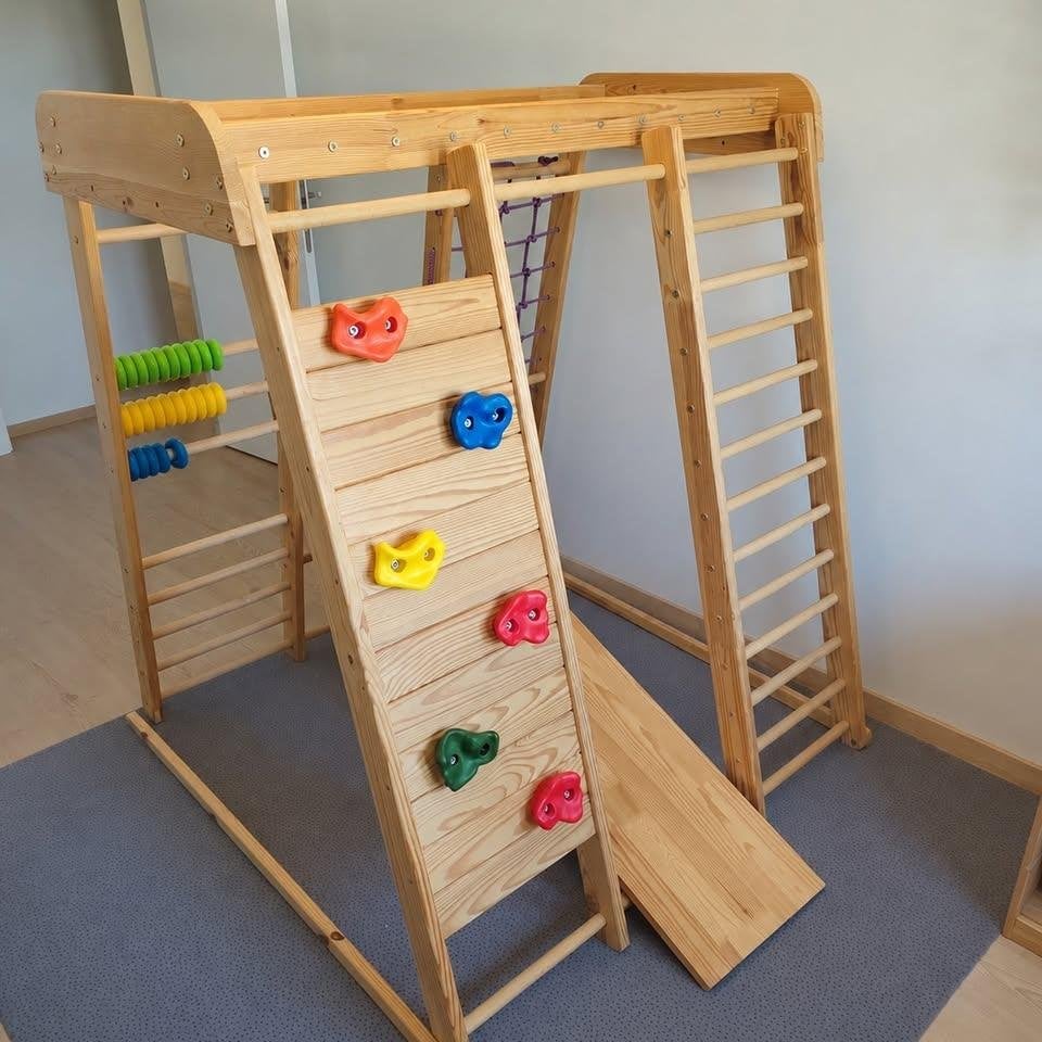 Groot houten klimtoestel – klimrek, glijbaan & schommel, Ophalen, Zo goed als nieuw, Overige typen
