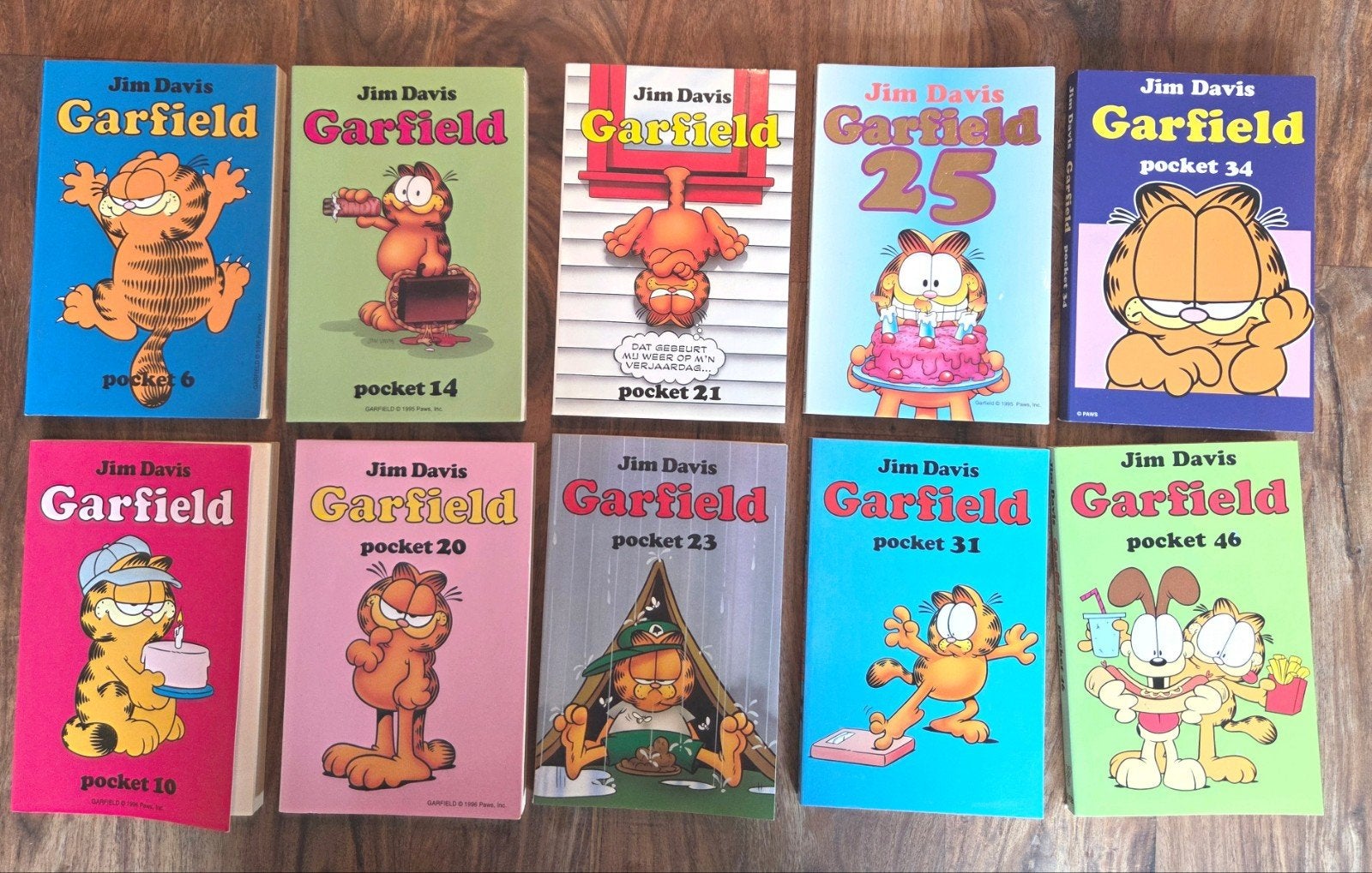 Lot van 10 Garfield pocketboeken (Jim Davis), Ophalen, Gelezen, Jim davies, Moppen