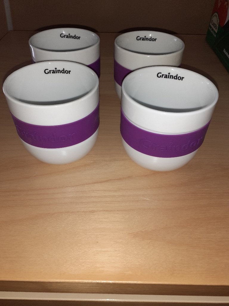 TASSES GRAINDOR AVEC LANIERE MAUVE (LOT DE 4), Enlèvement, Neuf, Porcelaine, Tasse et/ou soucoupe