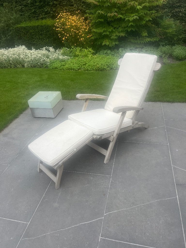 Deckchair teak, Ophalen, Gebruikt, Teakhout, Inklapbaar