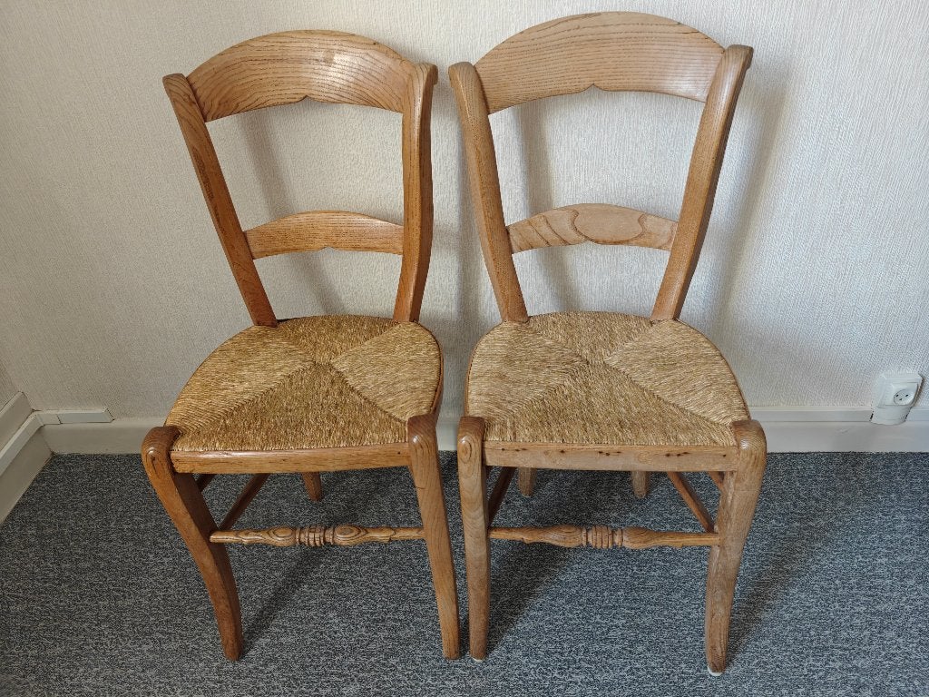 Chaises chêne et paille, Enlèvement, Utilisé, Osier ou Rotin, Deux