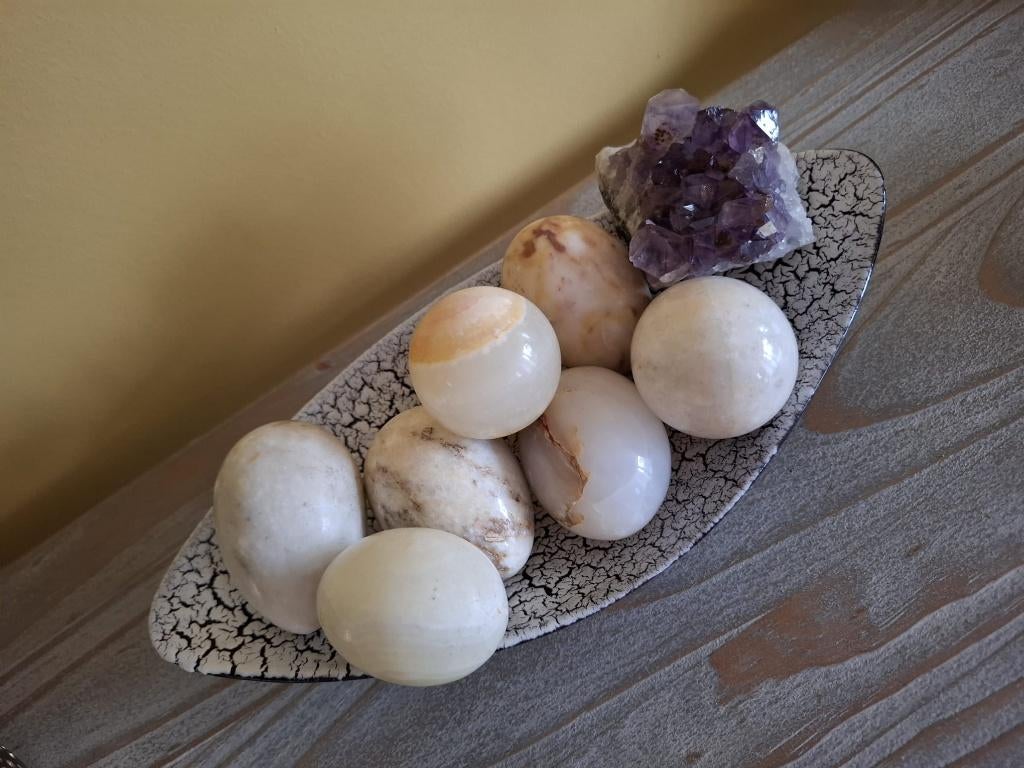 Elegante schaal met assortiment van marmeren eieren, Ophalen of Verzenden, Overige typen