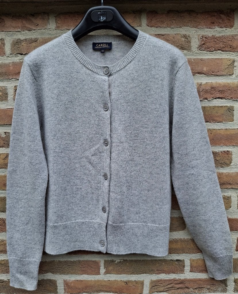85% cashmere cardigan 'CAROLL' (zilvergrijs) maat 38/ook 36, Ophalen of Verzenden, Zo goed als nieuw, Maat 38/40 (M)