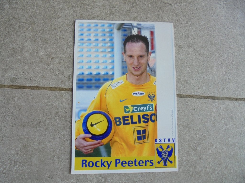 Gehandtekende foto voetballer Rocky Peeters, Envoi, Photo