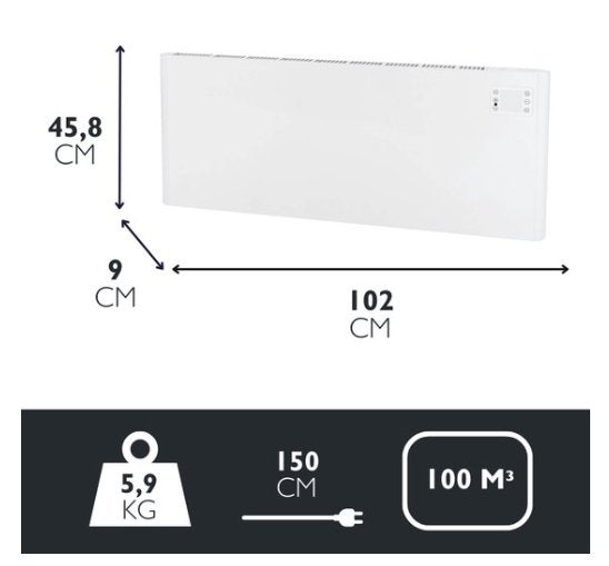 Radiateur électrique Eurom Alutherm 2500 Wifi, Bricolage & Construction, 800 watts ou plus, Thermostat, Comme neuf, Enlèvement