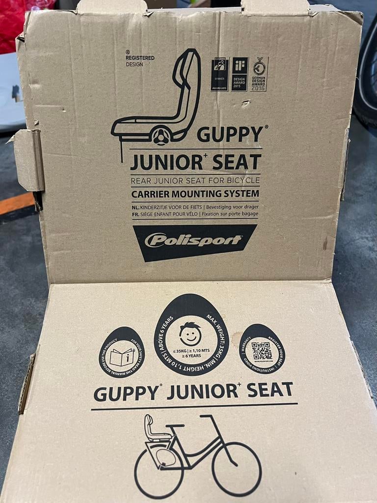 Polisport - Guppy junior+ seat, Enlèvement, Neuf, 15 à 36 kg, Siège arrière