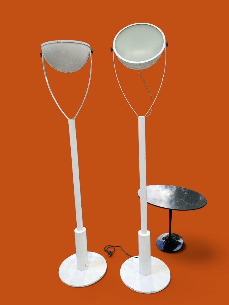 set 2 XXL vloer lamp italiaans design 1970-80s +220cm, Gebruikt, 200 cm of meer, Ophalen of Verzenden, Glas