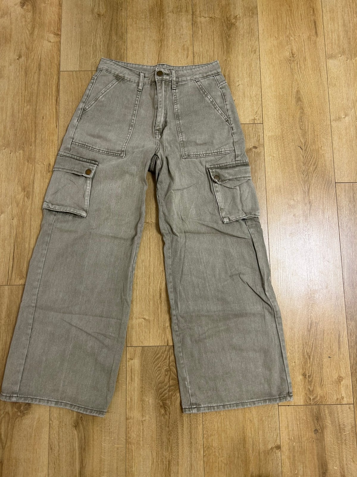 SHEIN groene denim cargo jeans - wide leg - maat S, Kleding | Dames, Verzenden, Maat 36 (S), Lang, Gedragen