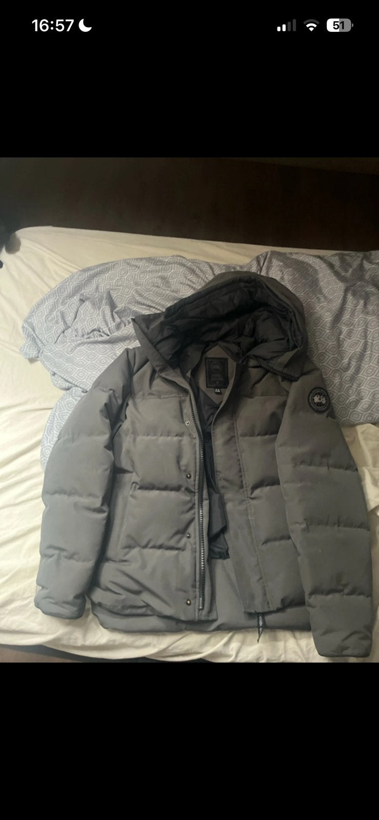 Canada Goose Gris Black logo orgi, Kleding | Dames, Jassen | Winter, Ophalen, Zo goed als nieuw, Maat 38/40 (M), Grijs