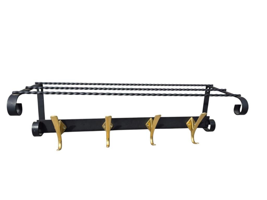 Vintage hoedenhanger van smeedijzer en messing, Huis en Inrichting, Woonaccessoires | Kapstokken, Ophalen