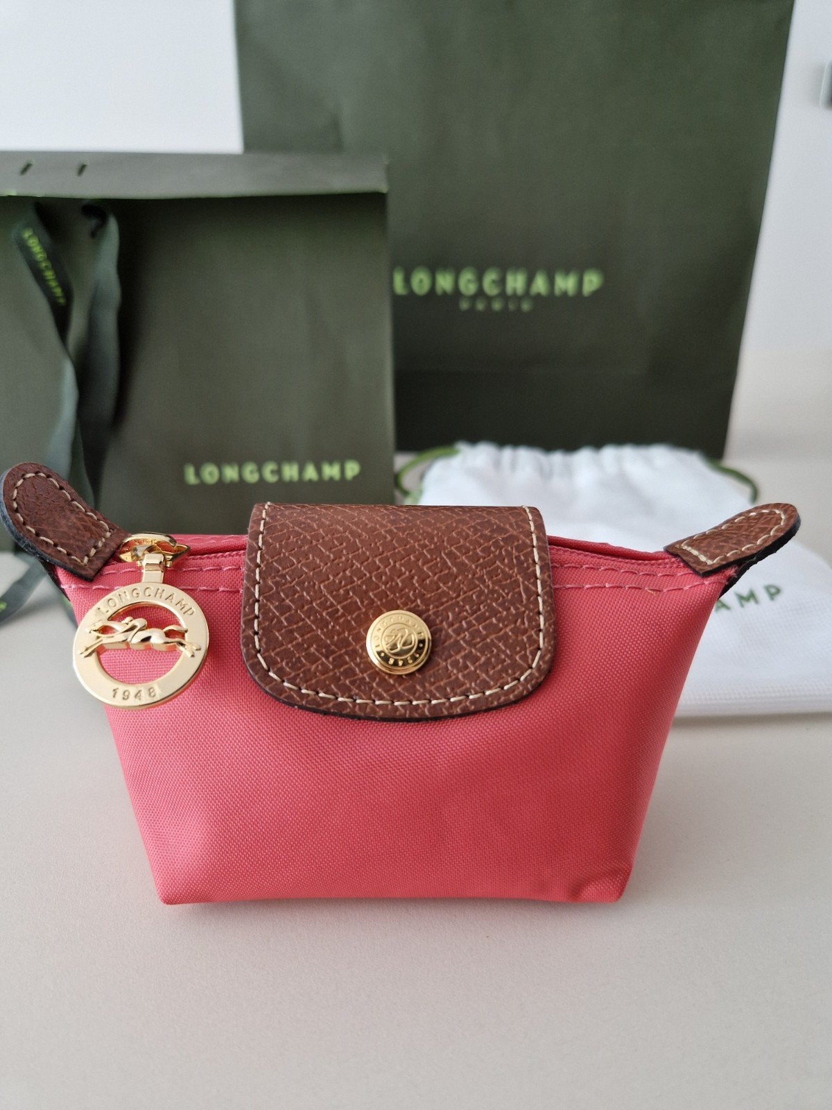 NIEUW Longchamp Le Pliage Original portemonnee leren details, Ophalen of Verzenden, Nieuw, Roze